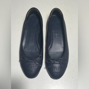CHANEL Dark Blue Ballet Flats